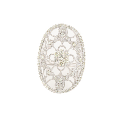 Filigree Diamond Dress Ring 18ct White Gold 6.8g*