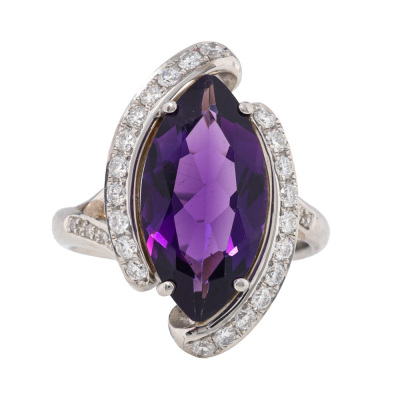 6.10ct Amethyst & Diamond Ring