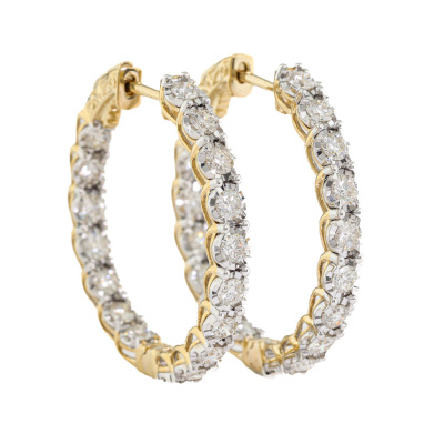 2.00ct Diamond Hoop Earrings 14ct Yellow Gold