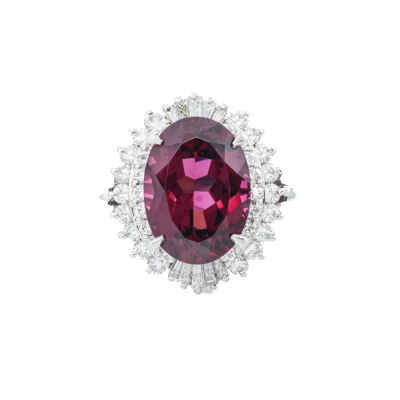 5.14ct Rhodolite Garnet & Diamond Platinum Ring*