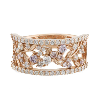 1.00ct Pink & White Diamond Ring GSL