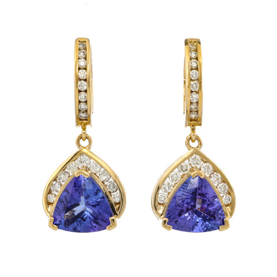 3.04ct Tanzanite & Diamond Drop Earrings