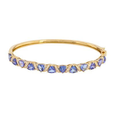 4.56ct Tanzanite & Diamond Bangle 14ct Yellow Gold