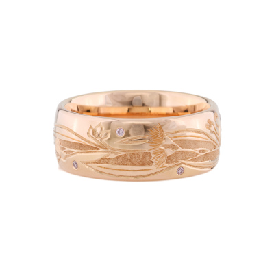 Pink Diamond Band Ring 18ct Rose Gold 11.2g