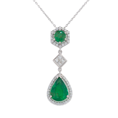 3.97ct Zambian Emerald & Diamond Pendant GSL