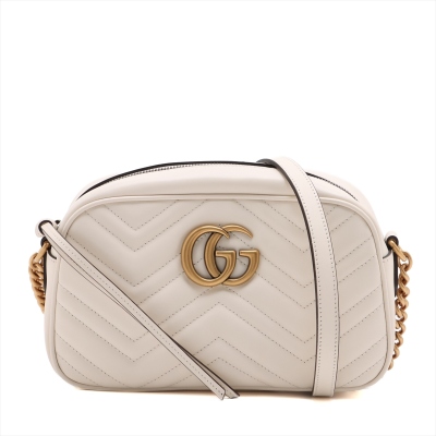 Gucci GG Marmont Leather Shoulder Bag White