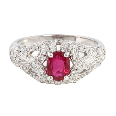 1.07ct Thai Ruby & Diamond Ring GIA