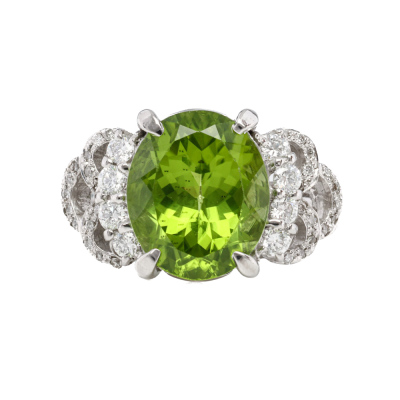 5.43ct Peridot & Diamond Ring 18ct Gold
