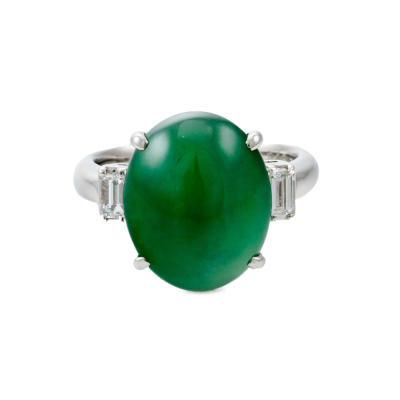 8.45ct Jade & Diamond Platinum Ring