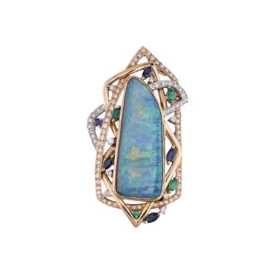 21.64ct Boulder Opal & Diamond Brooch