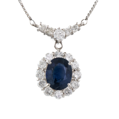 2.05ct Sapphire and Diamond Pendant
