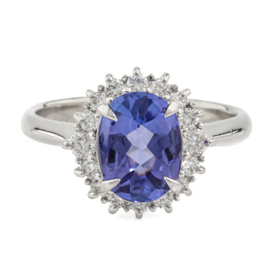 1.90ct Tanzanite & Diamond Platinum Ring