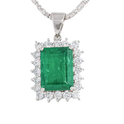 3.47ct Emerald & 1.05ct Diamond Pendant
