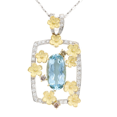 5.73ct Aquamarine & Diamond Pendant