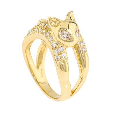 0.72ct Diamond Cat 18ct Gold Ring
