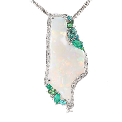 22.55ct Solid White Opal Platinum Pendant