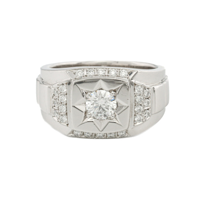 0.76ct Diamond Mens Platinum Ring 26.8g