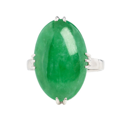 12.00ct Green Jade Platinum Ring