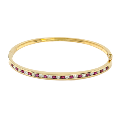 Ruby & Diamond Bangle 18ct Gold