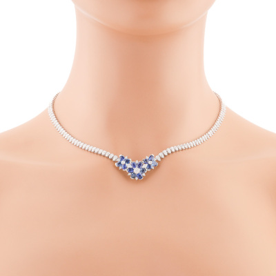 4.00ct Sapphire & 5.00ct Diamond Necklace