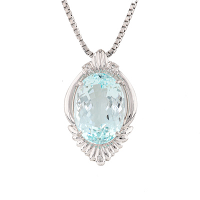 13.93ct Aquamarine & Diamond Platinum Pendant