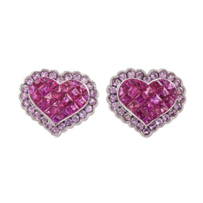 2.58ct Pink Sapphire Heart Earrings