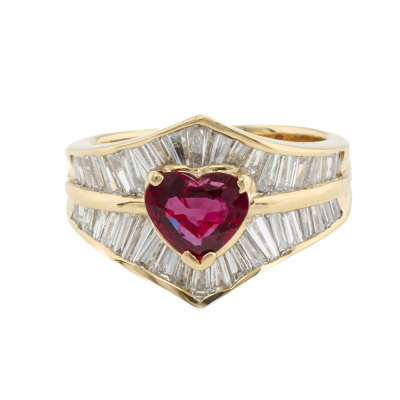 1.05ct Ruby & 1.37ct Diamond Gold Ring