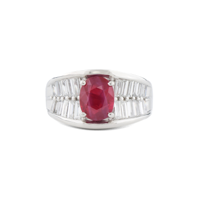2.08ct Ruby & 1.40ct Diamond Platinum Ring