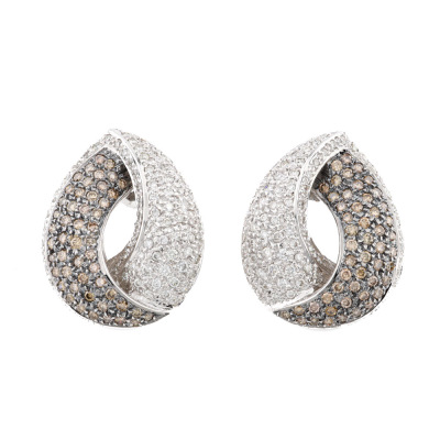 Champagne & White Diamond Gold Earrings