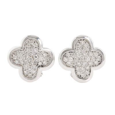 1.00ct Diamond Clover 18ct Gold Earrings