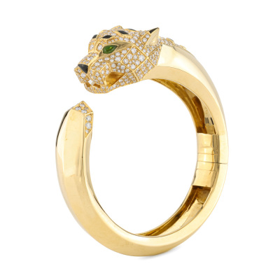 Diamond, Onyx & Tourmaline Bangle 18ct Gold 70.2g