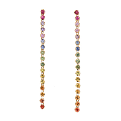 2.70ct Multicolour Sapphire Drop Earrings