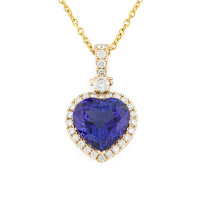13.10ct Tanzanite & Diamond Pendant 14ct Gold
