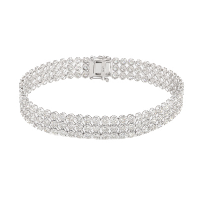 8.53ct Diamond 3 Row Tennis Gold Bracelet