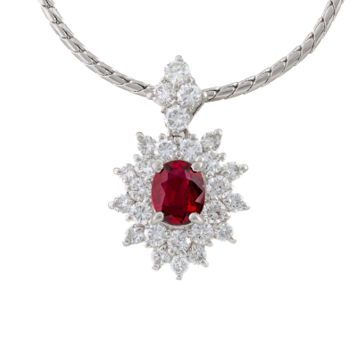 0.66ct Ruby & Diamond Pendant Platinum