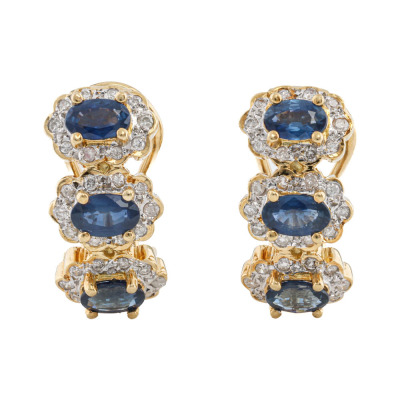 1.70ct Sapphire & Diamond Earrings 18ct Gold