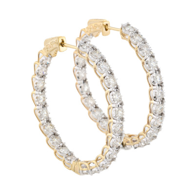 3.01ct Diamond Hoop Earrings 14ct Yellow gold