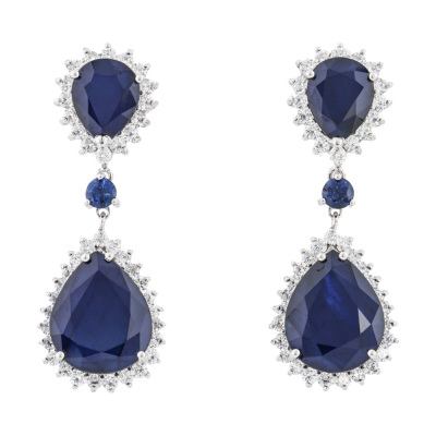 19.00ct Sapphire & Diamond Earrings 14ct Gold