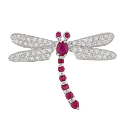 1.03ct Ruby & Diamond Dragonfly Brooch