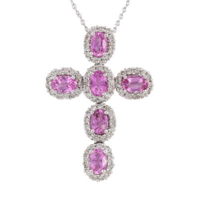 3.56ct Pink Sapphire & Diamond Pendant