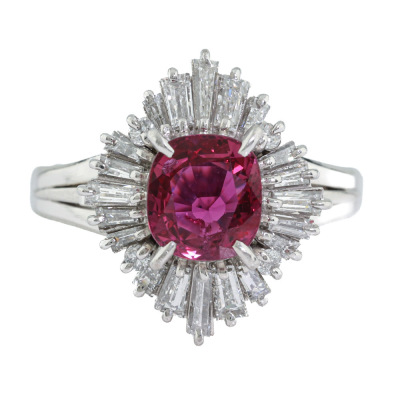 1.30ct Ruby & Diamond Ring Platinum