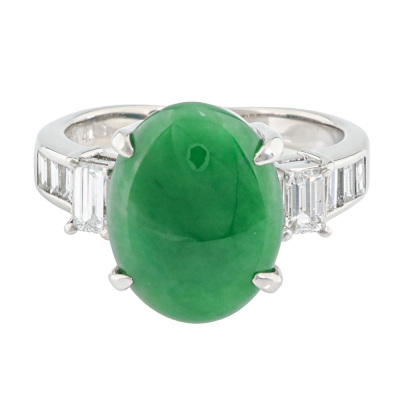 4.13ct Green Jade & Diamond Ring