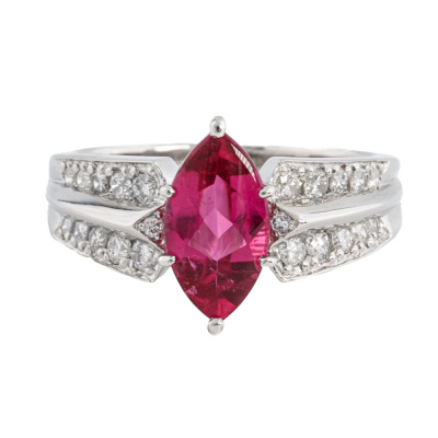 1.75ct Pink Tourmaline & Diamond Platinum Ring