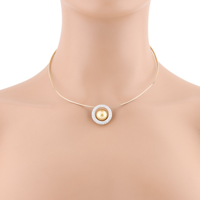 11.8mm Golden South Sea Pearl & Diamond Pendant