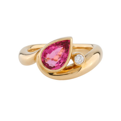 1.10ct Pink Tourmaline & Diamond Ring 18ct Gold