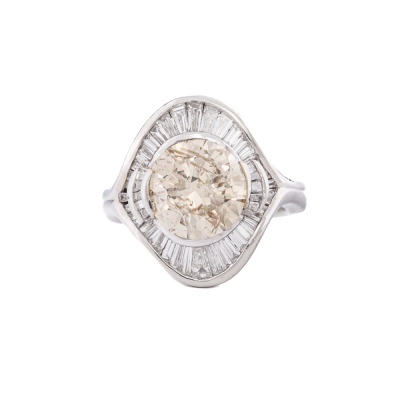 4.21ct Centre Champagne Diamond Ring GSL