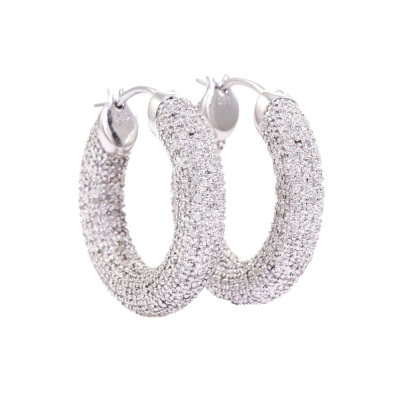 Diamond Hoop Earrings 14ct White Gold