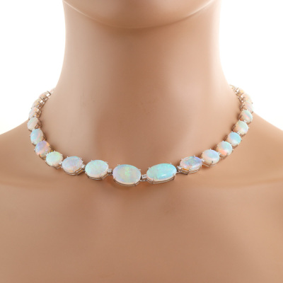 55.02ct Opal & Diamond Necklace 18ct Gold 42.3g