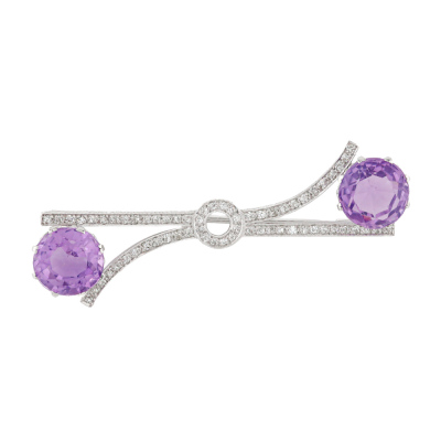 8.00ct Amethyst & Diamond Brooch