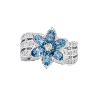 1.40ct Aquamarine & Diamond Ring